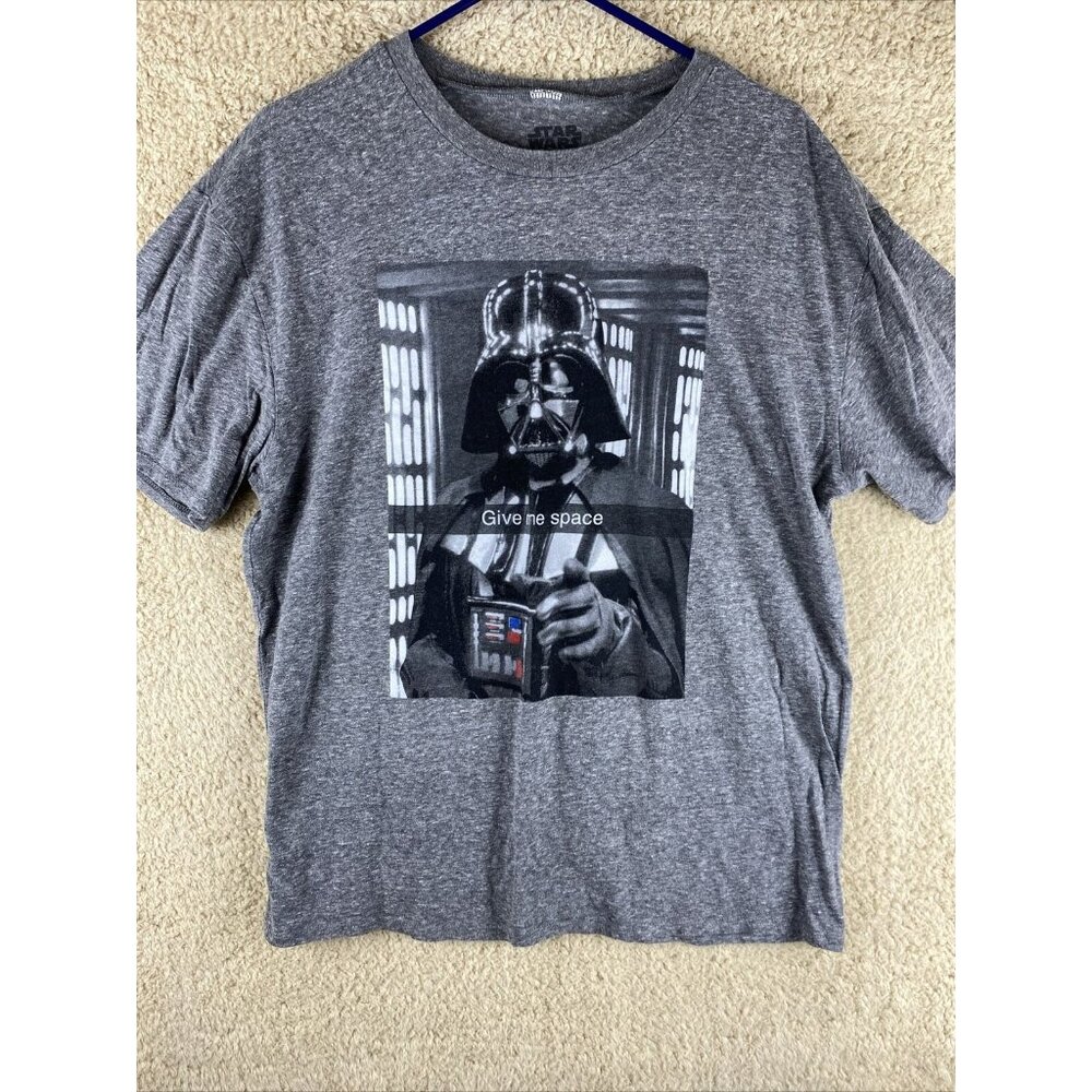 Star Wars Mens Sz L Darth Vader Give Me Space Short Sleeve Graphic T-Shirt Gray